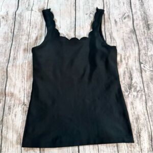 925 Fit Black Scalloped Edge Shelf Bra Tank Top Size Small